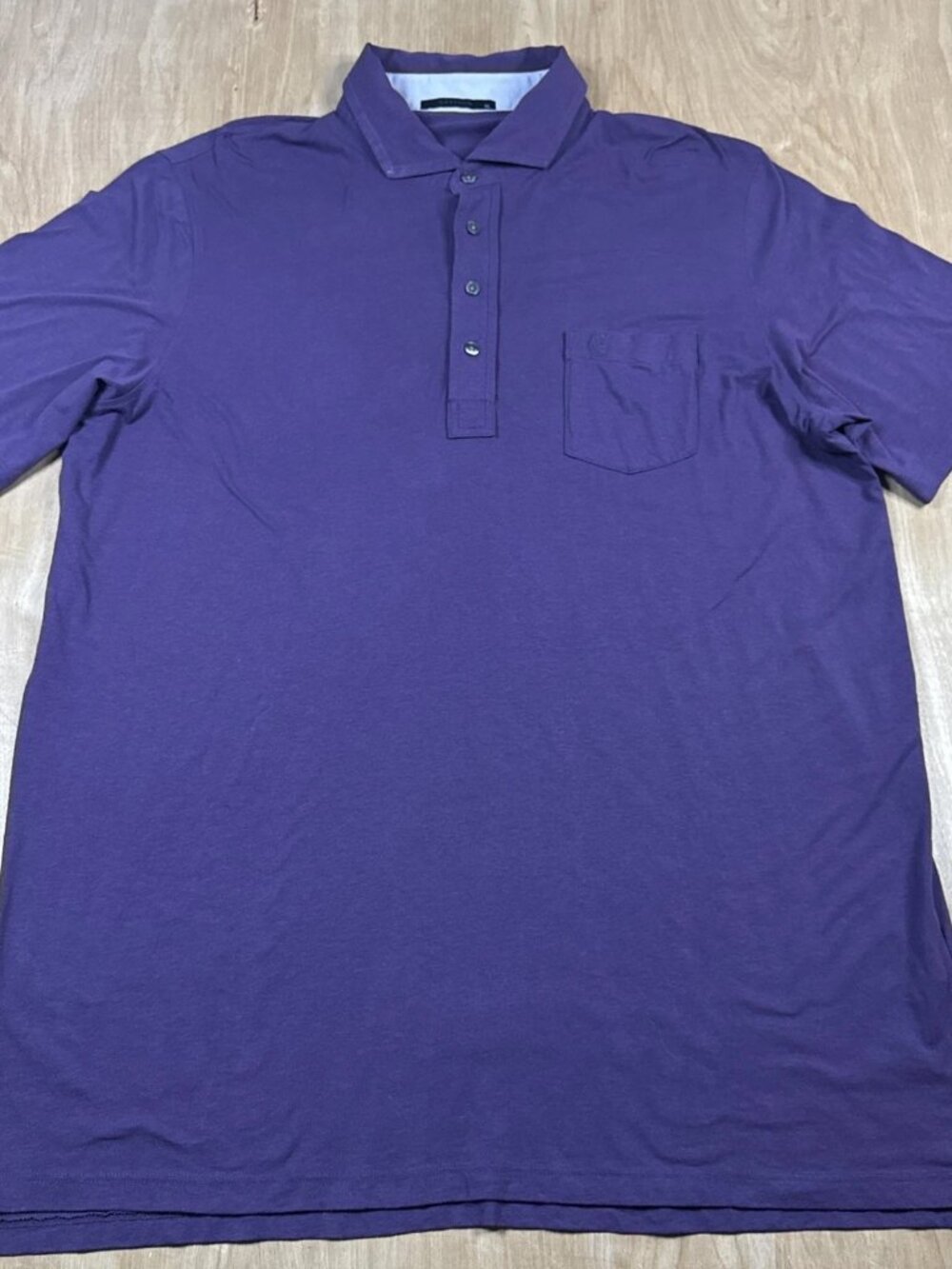 Greyson Mens Purple Quarter Button Front Pocket Short Sleeve Golf Polo Size XL